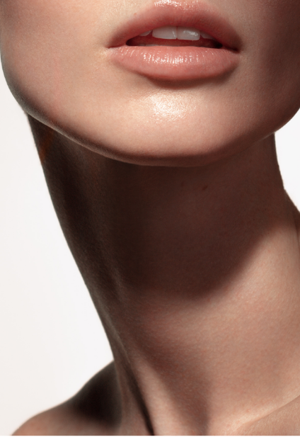 an image of the lower part of a woman's face and neck